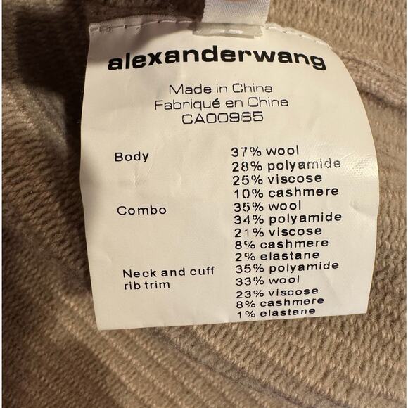 Alexander Wang Oversized V-Neck Oatmeal Beige Smocked Waist Cardigan Small - Picture 10 of 11